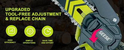 SEESE Brushless Mini Chainsaw – 6″ Cordless Pruning Saw