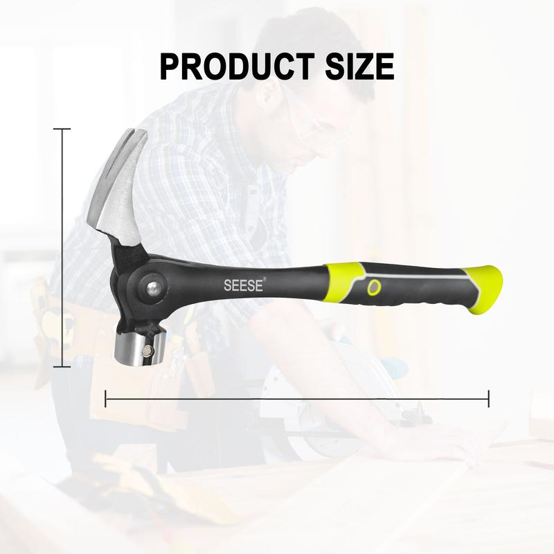 SEESE Steel 16 oz. Indexing Claw Hammer with Comfortable Cushion Grip Handle Perfect Christmas